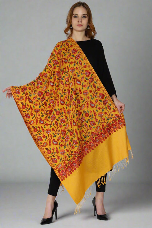 Women's Aari Embroidered Wool Stole